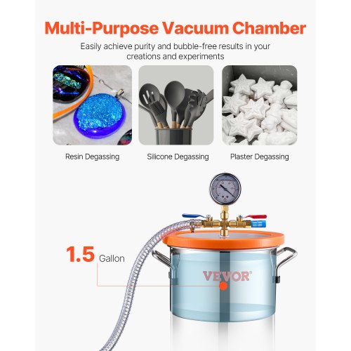 1.5 Gallon Vacuum Chamber and 35 CFM Pump Kit Stainless Steel Chamber