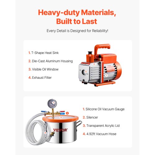1.5 Gallon Vacuum Chamber and 35 CFM Pump Kit Stainless Steel Chamber