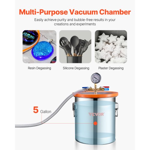 5 Gallon Vacuum Chamber and 35 CFM Pump Kit Stainless Steel Chamber