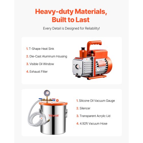 5 Gallon Vacuum Chamber and 35 CFM Pump Kit Stainless Steel Chamber