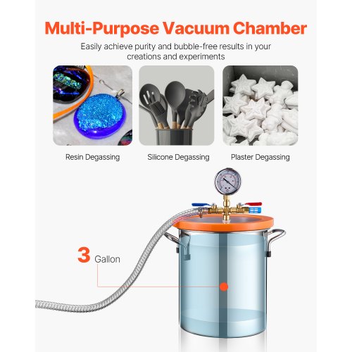 3 Gallon Vacuum Chamber and 35 CFM Pump Kit Stainless Steel Chamber