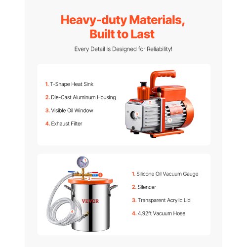 3 Gallon Vacuum Chamber and 35 CFM Pump Kit Stainless Steel Chamber