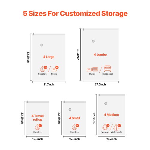 Vacuum Storage Bags 20 Pack Space Saver Seal Bag4 Jumbo4 Large4 Medium4
