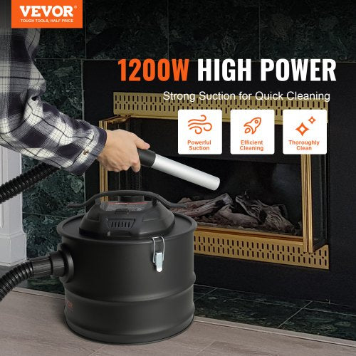 Ash Vacuum Cleaner 4 Gallon with 1200W Powerful Suction Ash Vac Collector