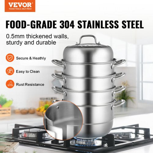 Steamer Pot 118in30cm 5 Tier Steamer Pot for Cooking with 10QT Stock Pot