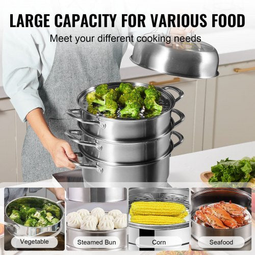 Steamer Pot 118in30cm 5 Tier Steamer Pot for Cooking with 10QT Stock Pot