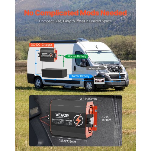 12V 40A DC to DC Battery Charger 500W OnBoard Battery Charger for LeadAcid
