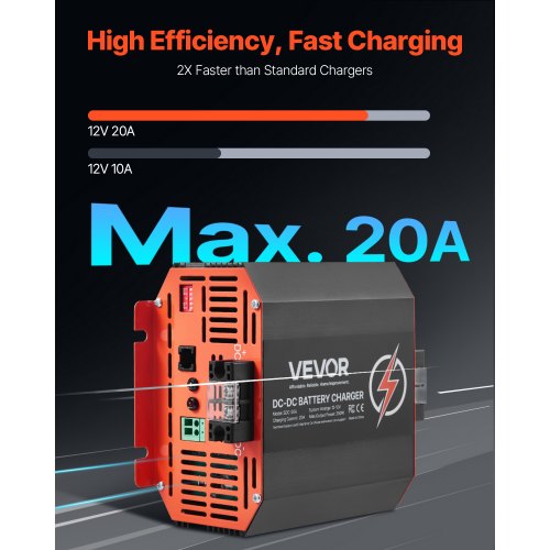 12V 20A DC to DC Battery Charger 250W OnBoard Battery Charger for LeadAcid