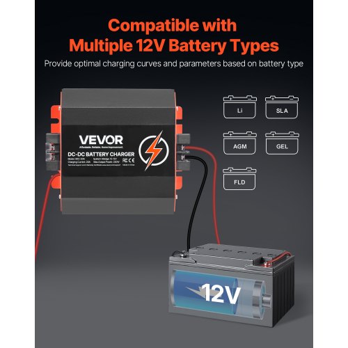 12V 20A DC to DC Battery Charger 250W OnBoard Battery Charger for LeadAcid