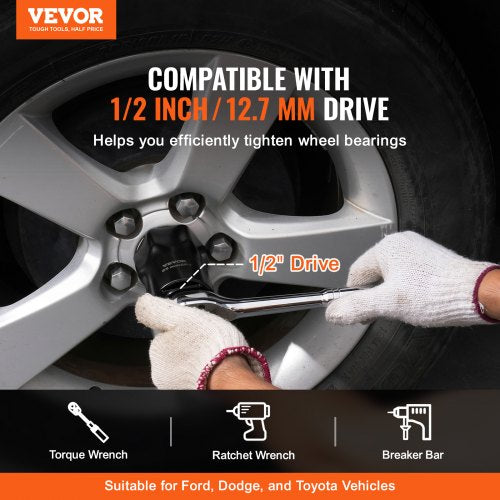 Wheel Bearing Locknut Socket Set 12 inch Drive 7 Piece SAE and Metric