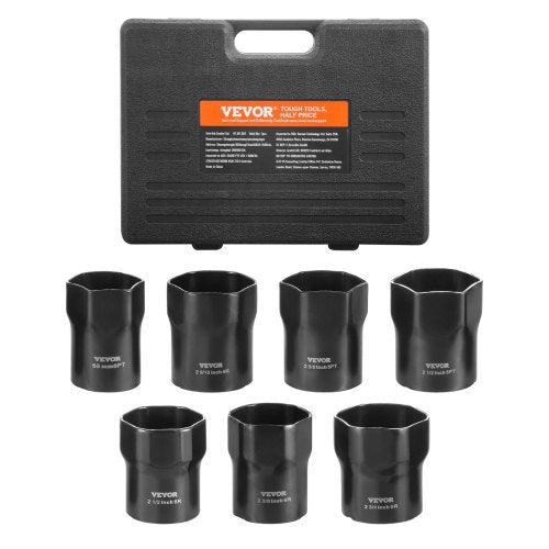 Wheel Bearing Locknut Socket Set 12 inch Drive 7 Piece SAE and Metric
