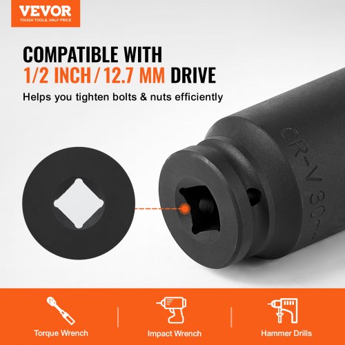 Axle Nut Impact Socket Set 12 Drive Deep 612Point 14PCS Metric Socket