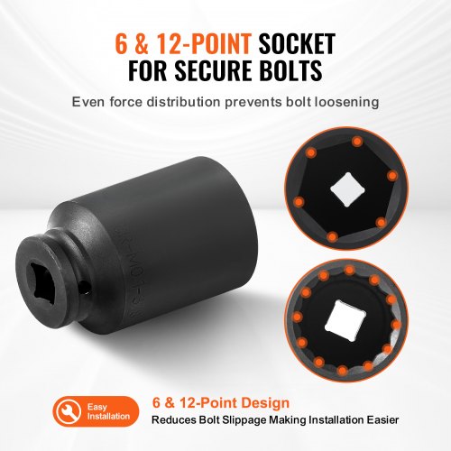 Axle Nut Impact Socket Set 12 Drive Deep 612Point 14PCS Metric Socket
