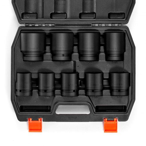 Axle Nut Impact Socket Set 1 Drive 6Point 9Piece SAE Spindle Nut Socket