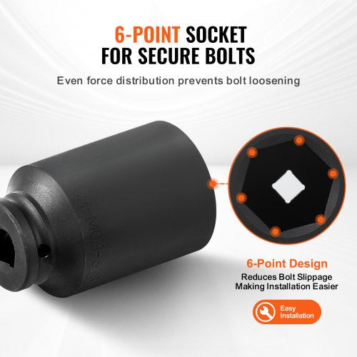 Axle Nut Impact Socket Set 34 Drive Deep 6Point 8Piece SAE Spindle Nut