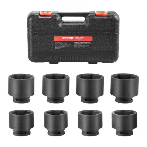 Axle Nut Impact Socket Set 34 Drive 6Point 8Piece SAE Spindle Nut
