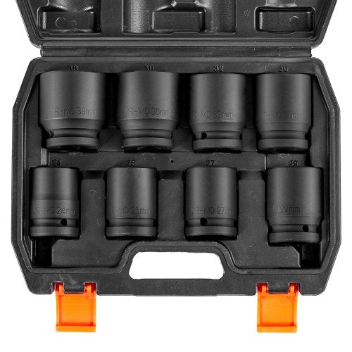Axle Nut Impact Socket Set 34 Drive 6Point 8Piece Metric Spindle Nut