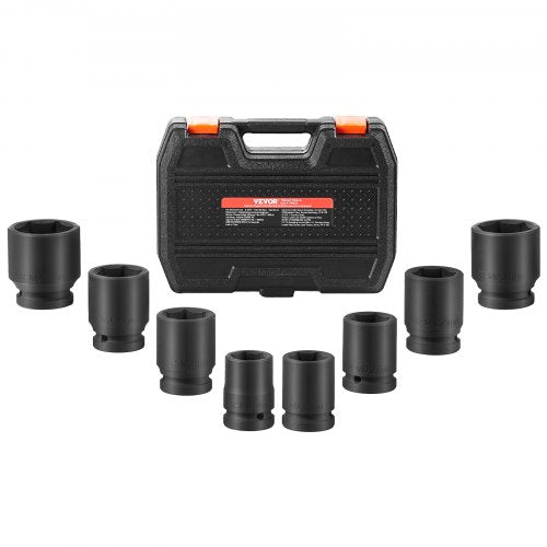 Axle Nut Impact Socket Set 34 Drive 6Point 8Piece Metric Spindle Nut