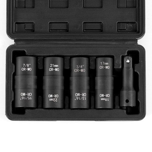 Lug Nut Impact Socket Set 12 inch Drive Metric and SAE 6Point Flip Socket