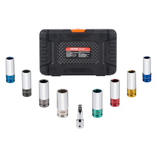 Lug Nut Impact Socket Set 12 inch Drive Metric and SAE 6Point Deep Socket