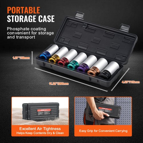 Lug Nut Impact Socket Set 12 inch Drive Metric 6Point Deep Socket Set 7