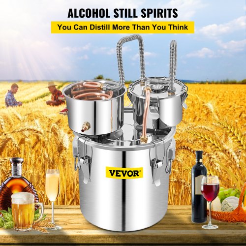 Alcohol Still 13.2Gal 50L Stainless Steel Water Alcohol Distiller Copper