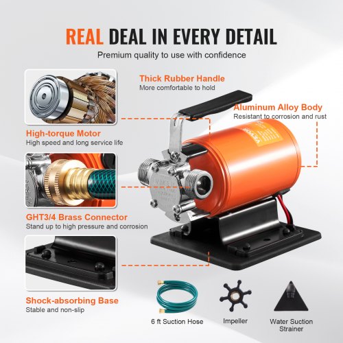 Water Transfer Pump 12V DC 360 GPH 110HP Portable Electric Utility Pump