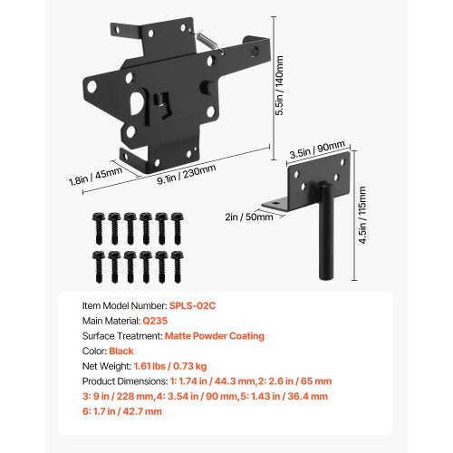 SelfLocking Gate Latch Metal Heavy Duty Automatic Gravity Lever Door