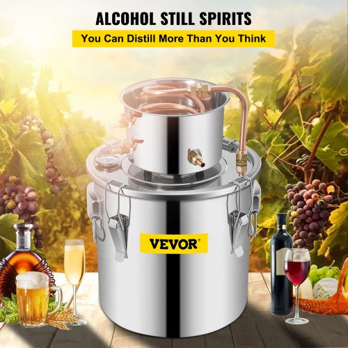 Alcohol Still 3Gal12L Stainless Steel Alcohol Distiller Copper Tube Home