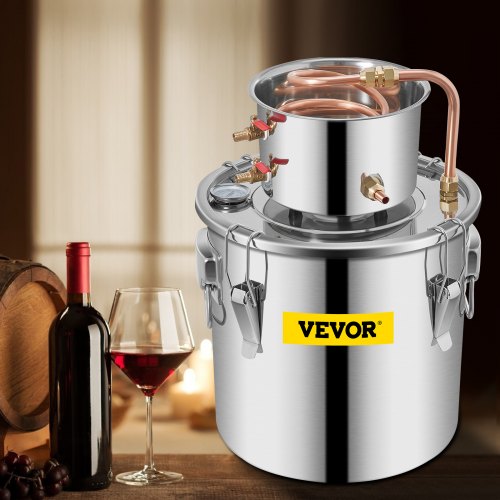 Alcohol Still 3Gal12L Stainless Steel Alcohol Distiller Copper Tube Home