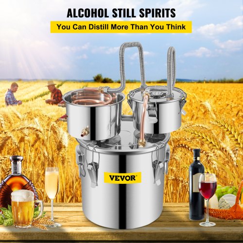 Alcohol Still 5 Gallon Stainless Steel Alcohol Distiller with Copper Tube