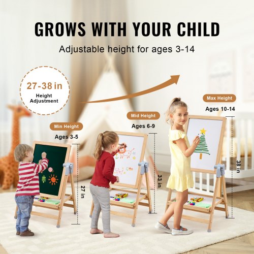 Art Easel for Kids 2in1 Wooden DoubleSided Kids Art Easel with Magnetic
