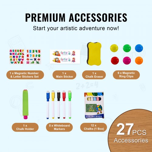 2in1 Kids Art Easel DoubleSided Magnetic Whiteboard Chalkboard Rotating –