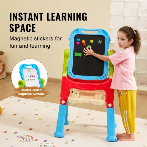 2in1 Kids Art Easel DoubleSided Magnetic Whiteboard Chalkboard Rotating –