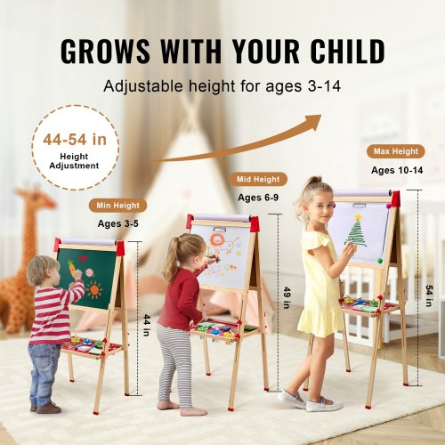 Art Easel for Kids 3in1 Wooden DoubleSided Kids Art Easel with Magnetic