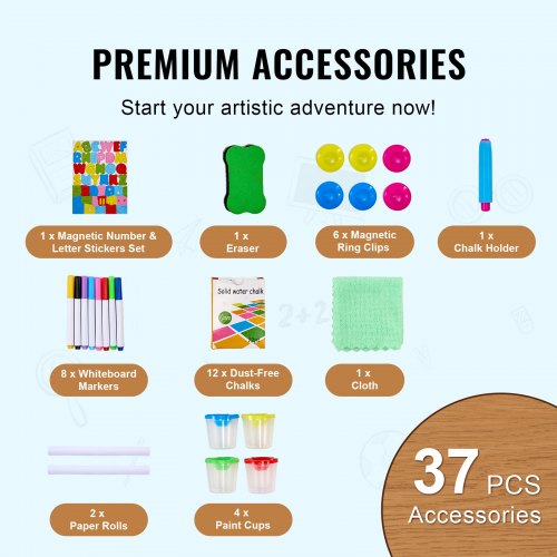Art Easel for Kids 3in1 Wooden DoubleSided Kids Art Easel with Magnetic