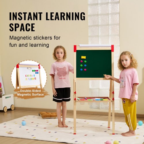 Art Easel for Kids 3in1 Wooden DoubleSided Kids Art Easel with Magnetic