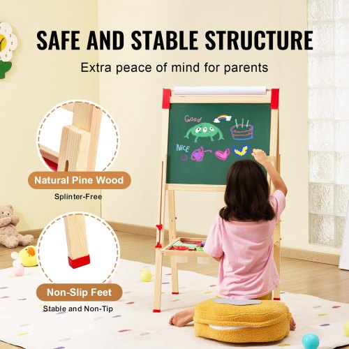 Art Easel for Kids 3in1 Wooden DoubleSided Kids Art Easel with Magnetic