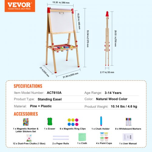 Art Easel for Kids 3in1 Wooden DoubleSided Kids Art Easel with Magnetic