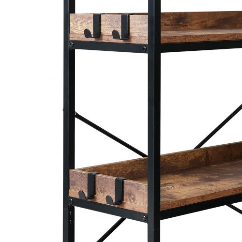 5 Tier Corner Bookshelf with 4 Hooks 654 Tall Corner Bookcase with Heavy