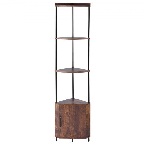 5 Tier Corner Shelf with LED Light 654 Tall Corner Bookshelf with Storage