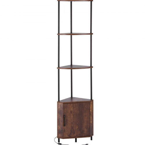 5 Tier Corner Shelf with LED Light 654 Tall Corner Bookshelf with Storage