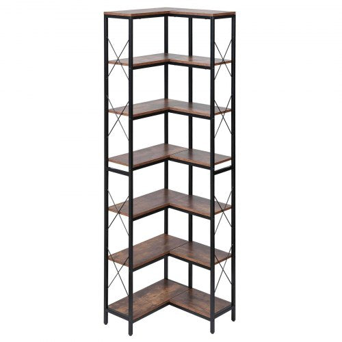 7 Tier Corner Bookshelf 79 Tall Corner Bookcase with Heavy Duty Metal