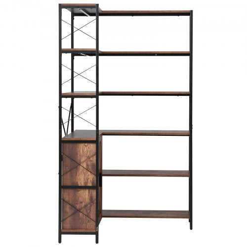6 Tier Corner Bookshelf 70 Tall Corner Bookcase with Storage Cabinet 2
