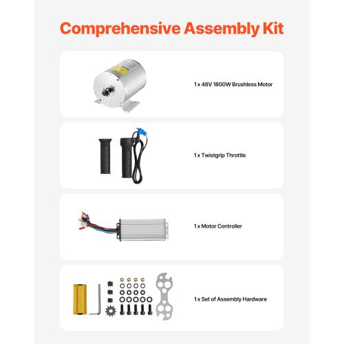 1800W Electric Brushless DC Motor Kit – 48V 4500rpm Motor with Upgraded