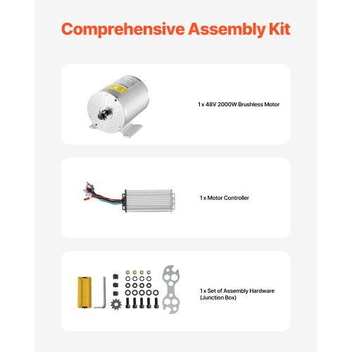 2000W Electric Brushless DC Motor Kit – 48V 4300rpm Motor with Upgraded