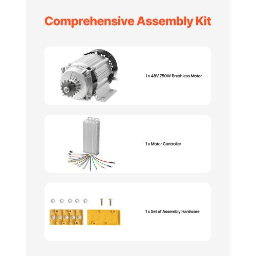 750W Electric Brushless DC Motor Kit – 48V 2700rpm Motor with Upgraded Speed