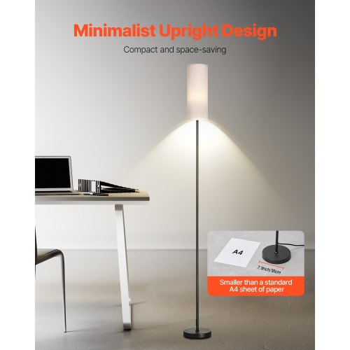 Dimmable Floor Lamp Stepless Adjustable Colors Modern Standing Lamp with Remote