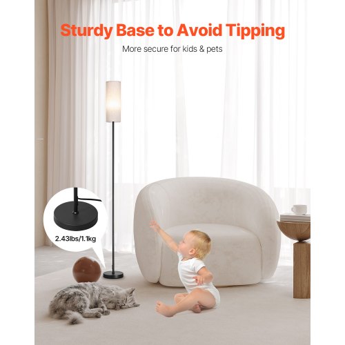 Dimmable Floor Lamp Stepless Adjustable Colors Modern Standing Lamp with Remote