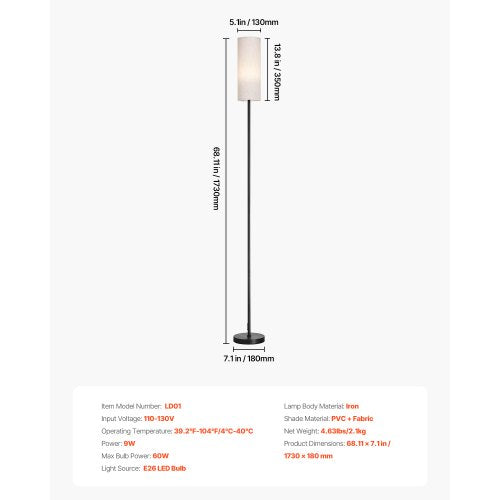 Dimmable Floor Lamp Stepless Adjustable Colors Modern Standing Lamp with Remote